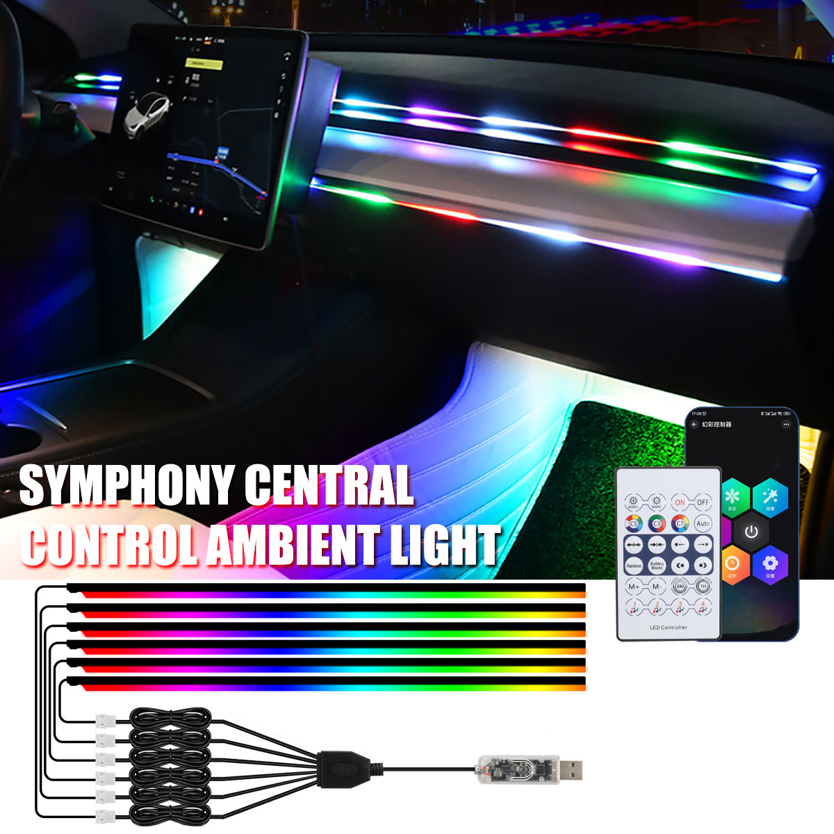 Led El Wire - KEVANLY Car Ambient Lights 10 in
