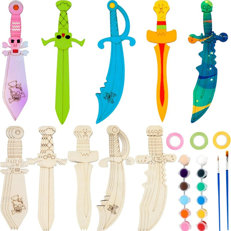 Wooden DIY Drawing Pirate Wood - Cosplay Prop Painting 리뷰 및 가격