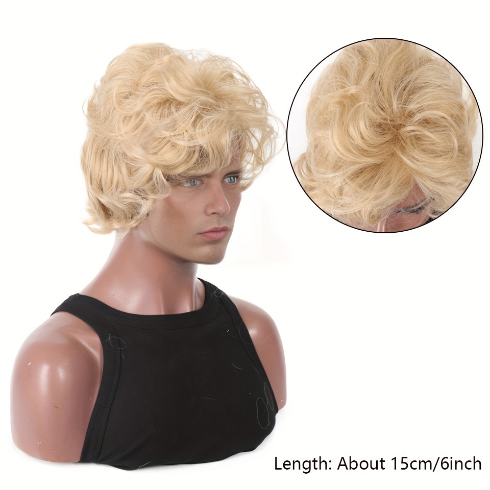 Mens Blonde Wig Short Wavy Flu - Prop For Cosplay 리뷰 및 가격