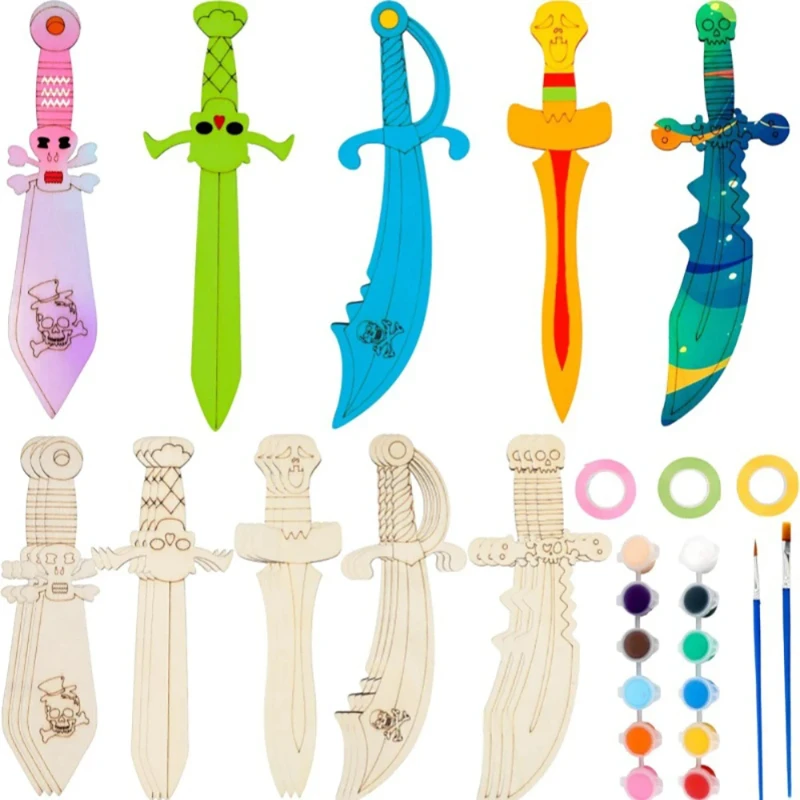 16pcs Unfinished Wooden Swords - Cosplay Prop Painting 리뷰 및 가격