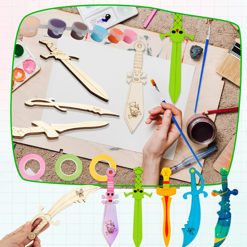 16pcs Wooden Swords Set Unfini - Cosplay Prop Painting 리뷰 및 가격